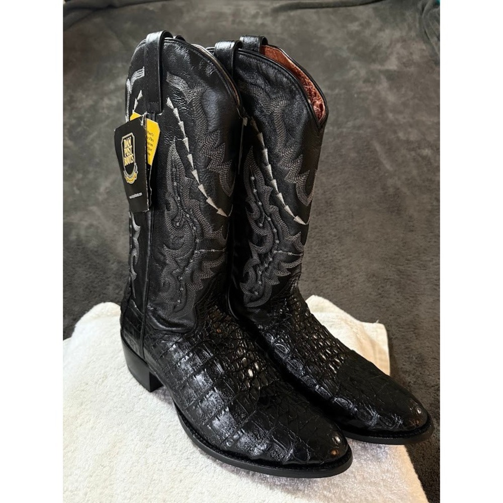 Dan Post Mens Black Genuine Caiman Belly Western Boots DP2385 Size 10 D